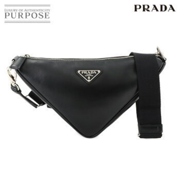 Prada Triangle Shoulder Bag Black Leather - Picture 1 of 9